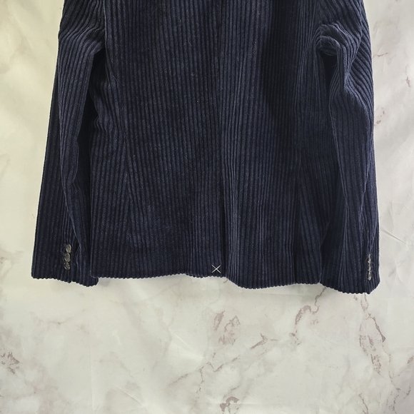 J Crew Blazer Women Large 12 Blue Brown Corduroy 2 Button Jacket Wale - Picture 7 of 13